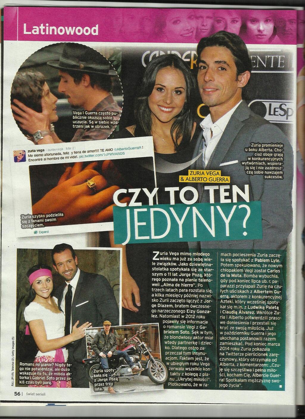 Cурия Вега. Скан польского журнала «Świat Seriali». Статья посвящена помолвке Сурии и Альберто.