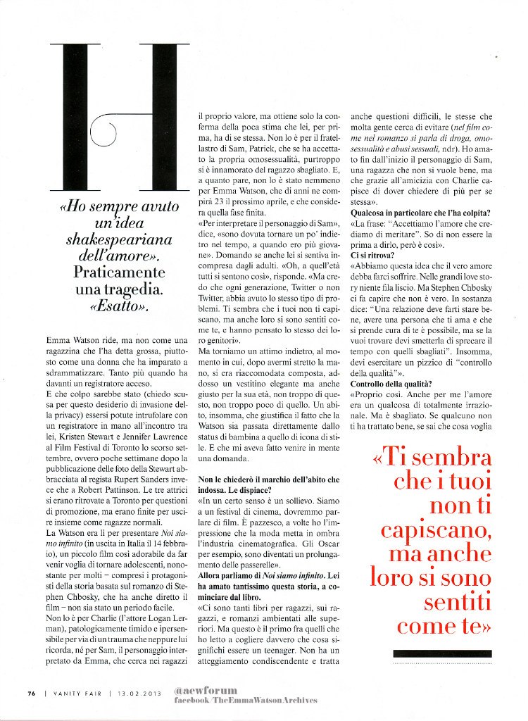 Эмма Уотсон. Еще одно "расширенное" фото для Lancome + сканы из Vanity Fair Italia (February 2013) полностью