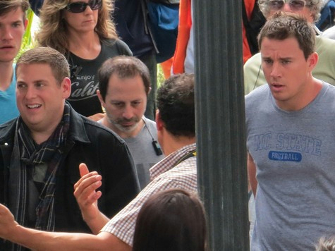 Ченнинг Татум. Ченнинг Татум и Джона Хилл на сьемках фильма "Мачо и ботан 2"