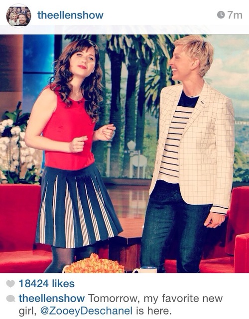 Зоуи Дешанель. Зоуи Дешанель на «Шоу Эллен Дедженерес» - "Instagram за кадром"