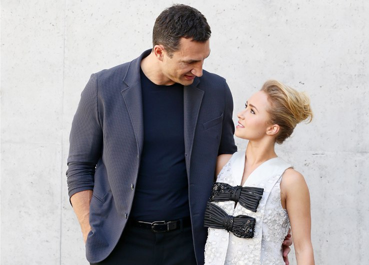 Хайден Панеттьери. Хайден Панеттьери и Владимир Кличко на показе мод "Giorgio Armani" в Милане