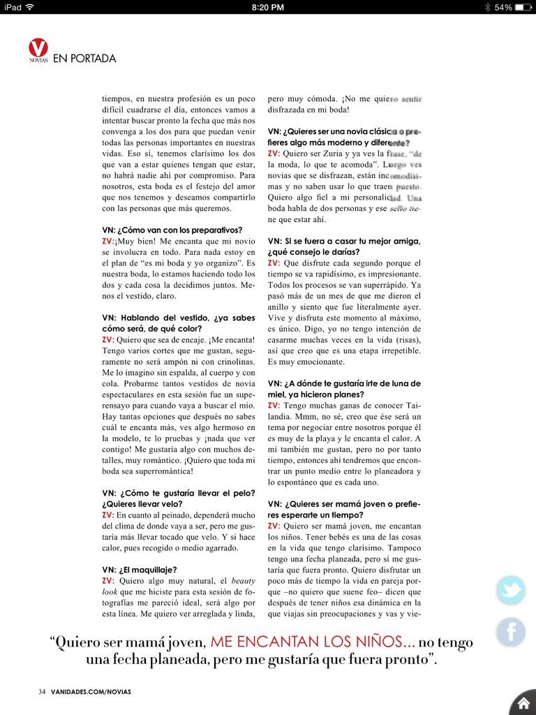 Cурия Вега. Обложка и сканы журнала «Vanidades Novias» с прекрасной Сурией.