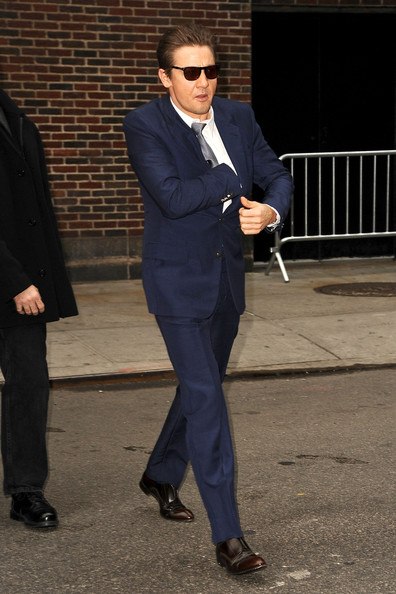 Джереми Реннер. Arrives at the 'Late Show with David Letterman' in NYC