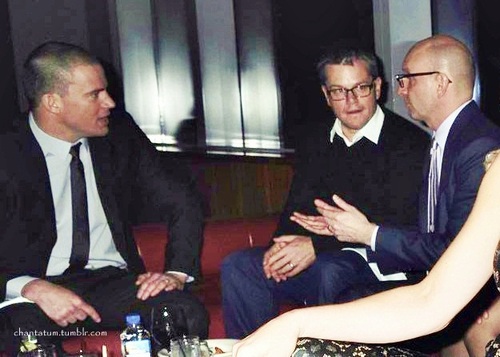 Ченнинг Татум. Ченнинг на премьере фильма "Побочные эффекты" со Стивеном Содербергом и Мэтом Дэймоном.