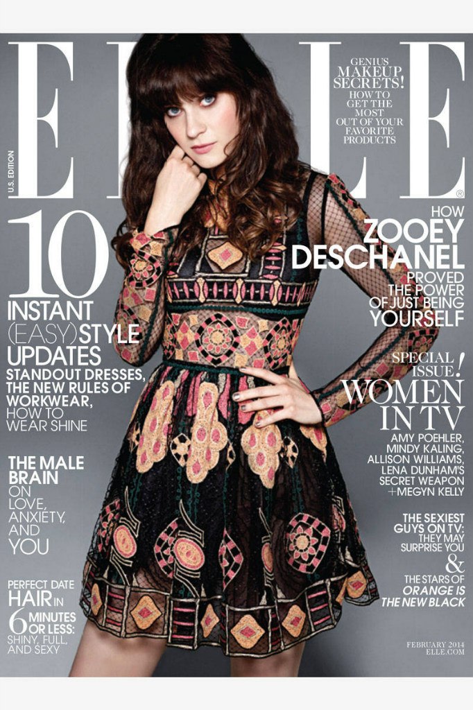 Зоуи Дешанель. Два варианта обложки для журнала "Elle" (Америка) .
Февраль 2014.
